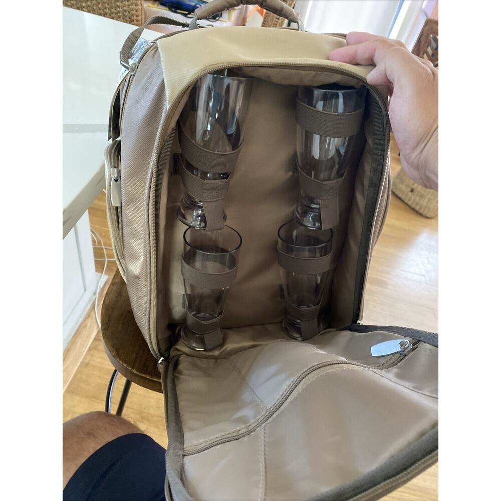 Picnic Time Tailgating Cooler Backpack Insulated Bag 12QT 18 Can Cooler, bronze